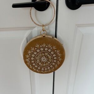 Gold Embellished Round Clutch